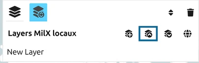 Barre d'outils du gestionnaire des layers de map.army sous « Layers MilX locaux », icône Charger MilX entourée