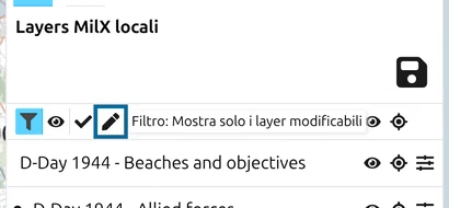 Pannello Layer con i tre filtri e 'Filtro: Mostra solo i layer modificabili' evidenziato