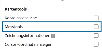 'Messtools' unter 'Kartentools' im Optionen-Bereich von map.army