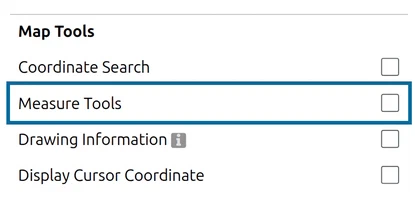 'Measure Tools' under 'Map Tools' in the map.army Options panel
