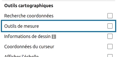 'Outils de mesure' sous 'Outils cartographiques' dans le panneau Options de map.army