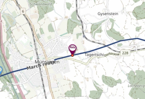 Épingle d'un point de passage sélectionné de l'itinéraire de marche sur la carte map.army