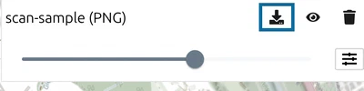 Image layer row in map.army with the 'Save placement of image overlay' button marked