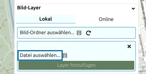 Gruppe «Bild-Layer» im map.army-Panel Layer mit markiertem Eintrag «Datei auswählen...»