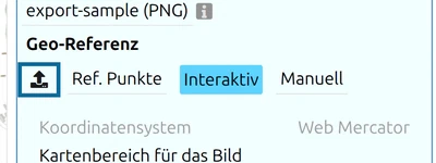 Zeile «Geo-Referenz» in map.army mit markierter Schaltfläche «Bild-Georeferenz aus einer Datei laden»