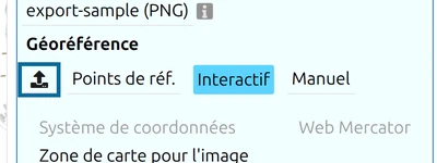 Ligne 'Géoréférence' de map.army avec le bouton 'Charger la géoréférence d'une image' entouré