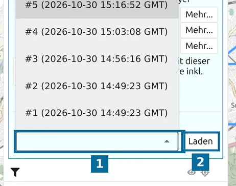 map.army-Liste 'Spezifische Version laden' mit den Versionen #1 bis #5 und der Schaltfläche Laden