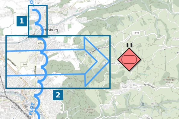 Front line drawn as a scalloped FLOT line and a main attack arrow across it on the map.army map