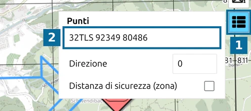 Elenco dei punti di map.army di un'unità selezionata con la sua posizione 32TLS 92349 80486